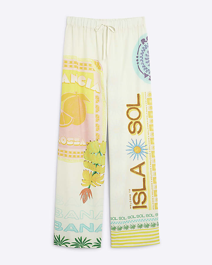 Cream Atlas Linen Blend Trousers