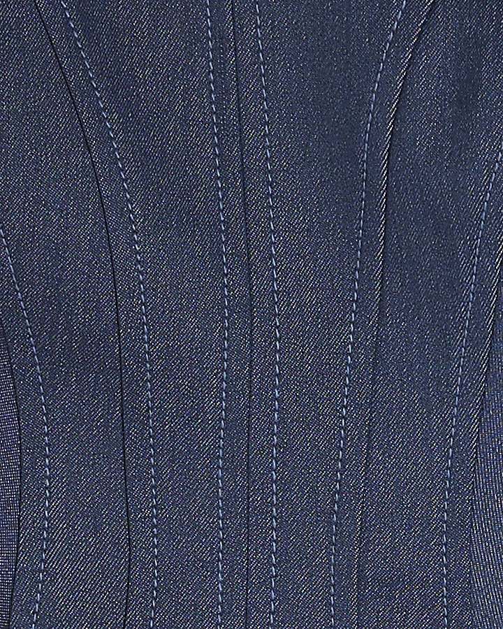Petite Blue Denim Tailored Corset Top