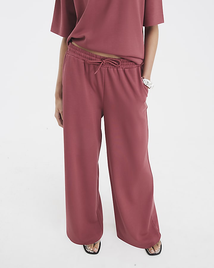Red Premium High Waisted Wide Leg Joggers
