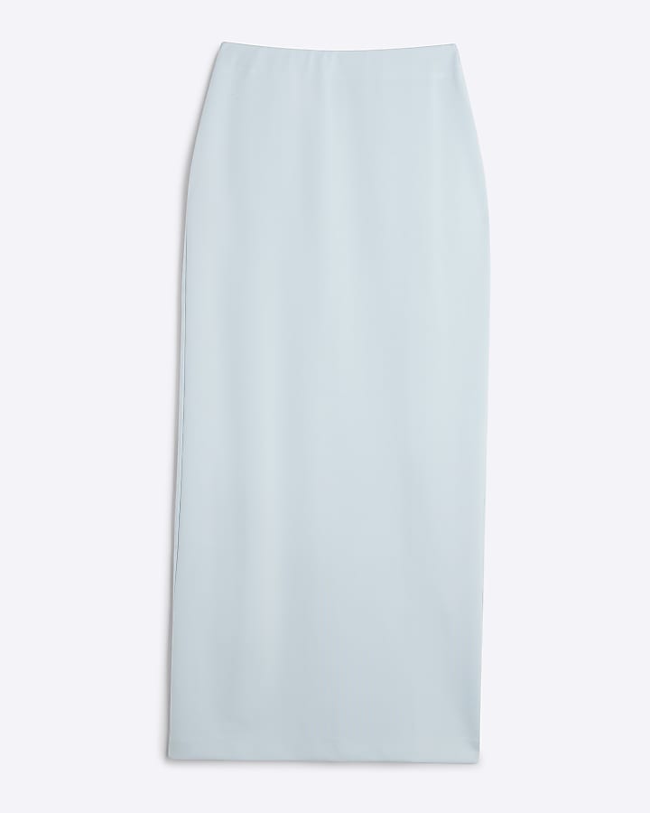 Blue Neoprene Maxi Skirt