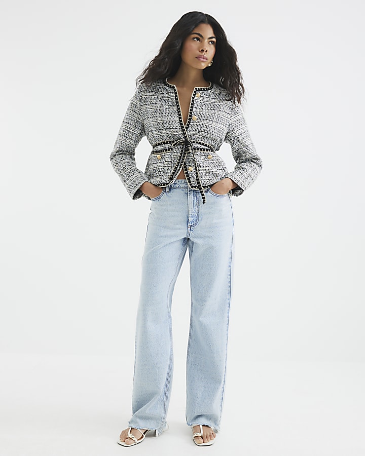 Black Belted Boucle Jacket