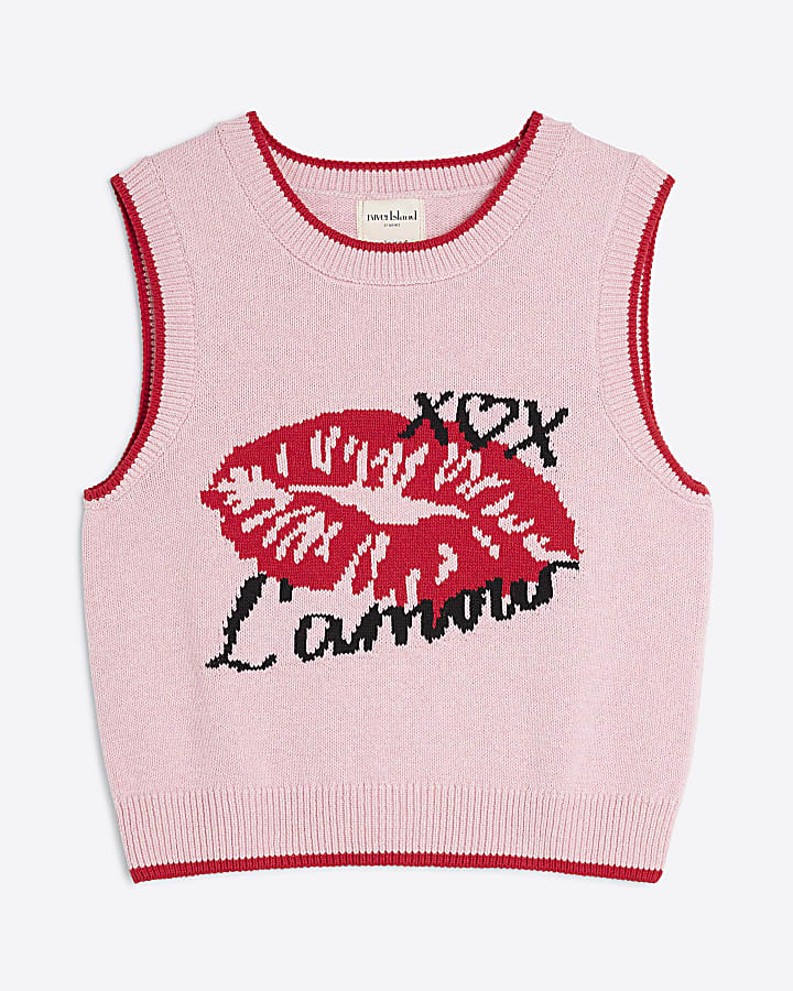 Pink Lips Knit Tank Top
