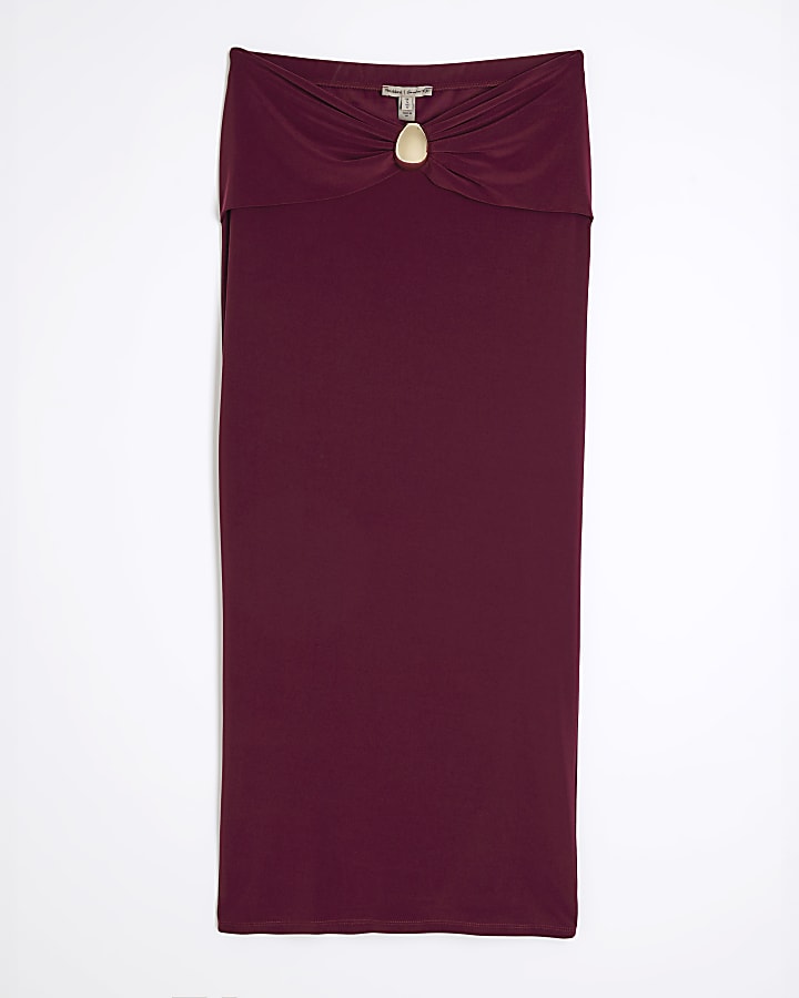 Purple Trim Midi Pencil Skirt