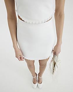 White Pearl Hem Mini Skirt