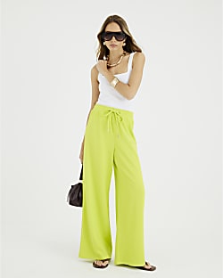 Lime Drawstring Wide Leg Trousers