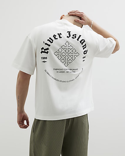 Beige Oversized Short Sleeve RI T-Shirt