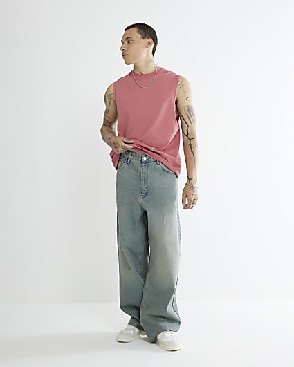 Red Sleeveless Regular Fit Tank Top