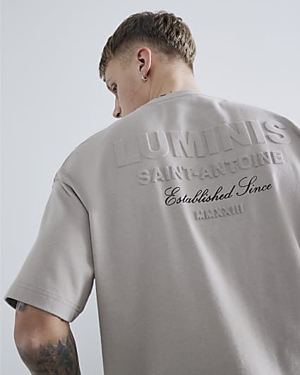 Beige Oversized Luminis Embossed T-Shirt