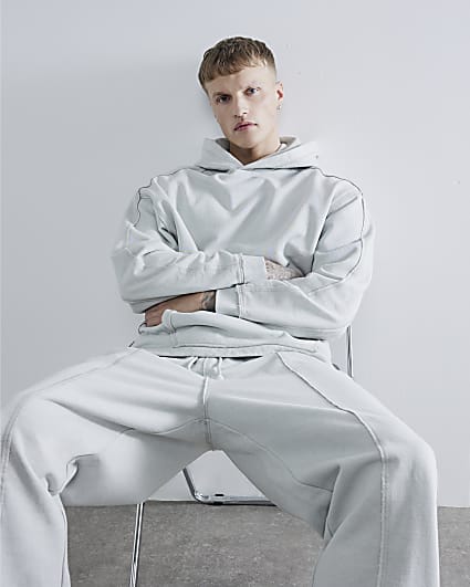 Grey Oversized Long Sleeve Washed Hoodie