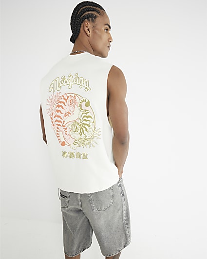 Beige Japanese Yin Yang Tank