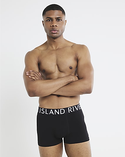 Black Pack of 4 Satin White Text Trunks