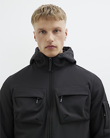 Black Hooded Softshell Jacket