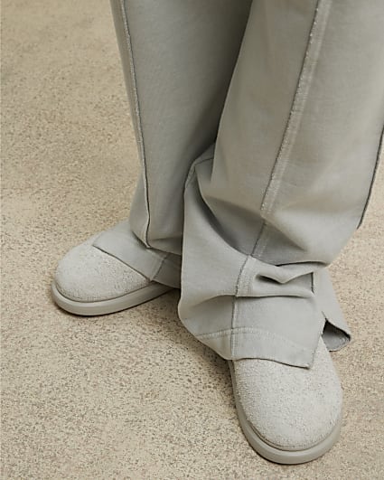 Stone Suede Mule Sandals