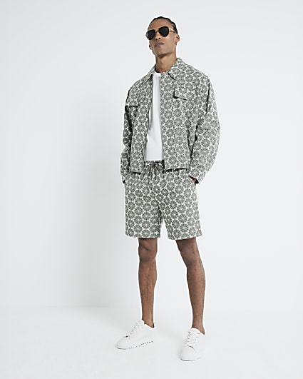 Green Broderie Shorts