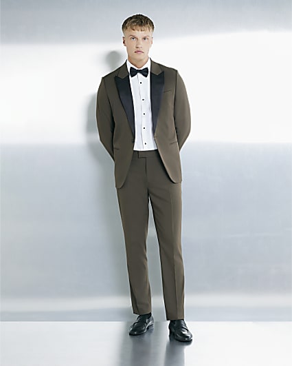 Green Slim Fit Suit Trousers