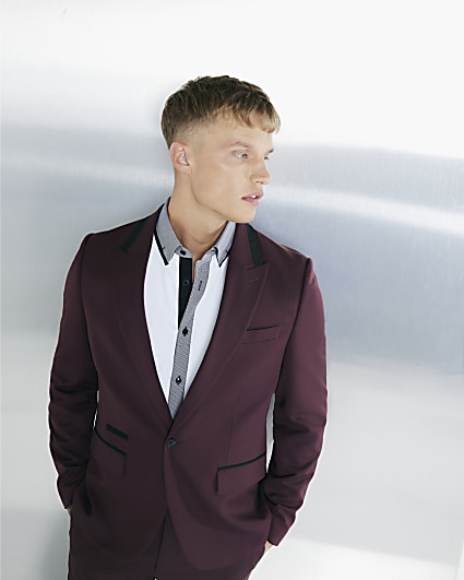 Red Slim Fit Suit Jacket