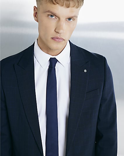 Navy Herringbone Tie