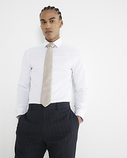 Beige Paisley Print Tie