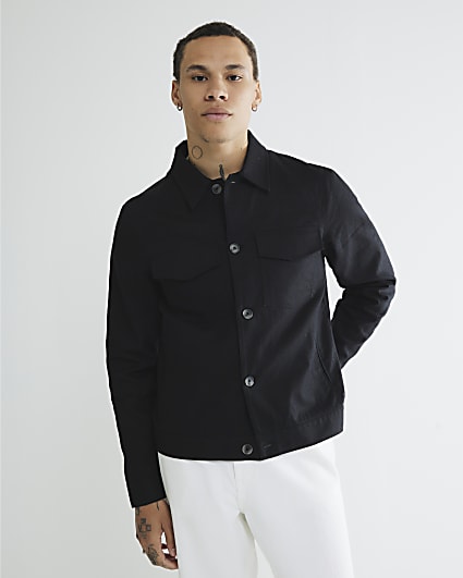 Black Linen Blend Jacket