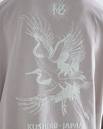 Pink Boxy Fit Kurisho Crane T-Shirt