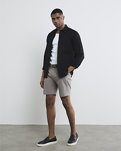 Pink Slim Fit Belted Chino Shorts