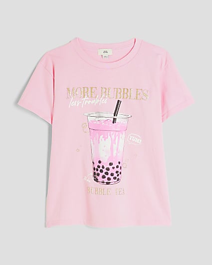 Girls Pink Glitter More Bubbles T-Shirt