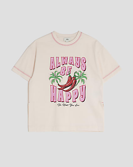 Girls Pink Always Be Happy Chili T-Shirt