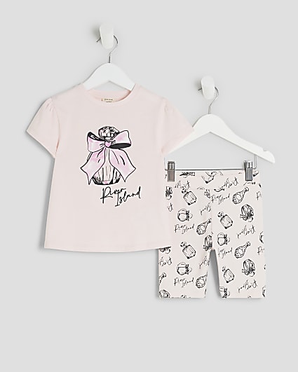 Mini Girls Pink Perfume T-shirt Shorts Set