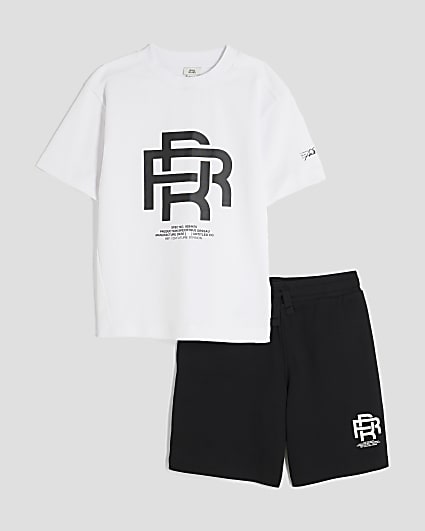Boys White RR T-Shirt And Shorts Set