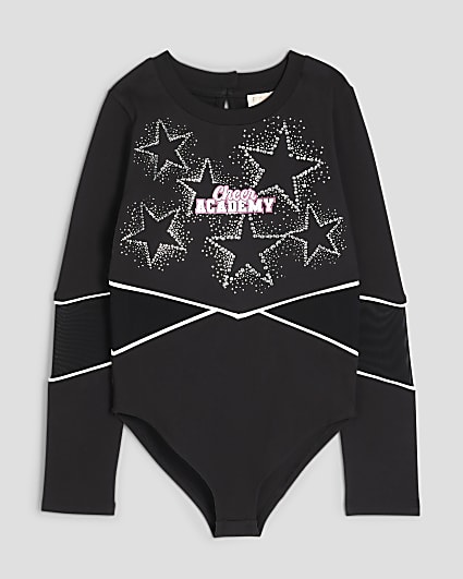 Girls Black RI Active Cheer Star Leotard