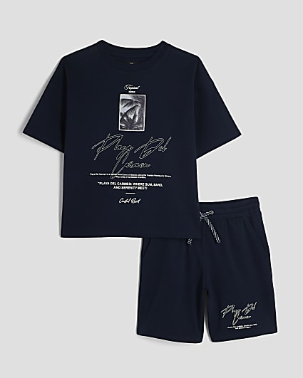 Boys Navy Palm Patch Set