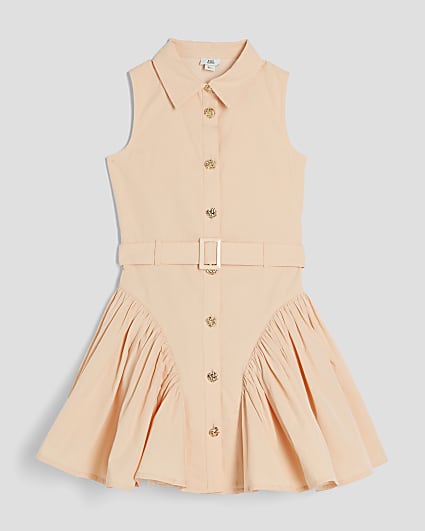 Girls Orange Prom Shirt Dress