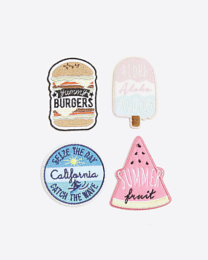 Girls Multicoloured Iron On Patches 4 Pack
