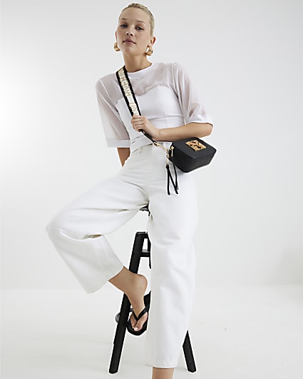 Black camera cross body bag