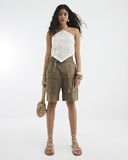 Khaki Cargo Bermuda Shorts