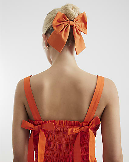 Orange Oversized Bow Hair Clip