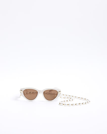 White Pearl Chain Sunglasses