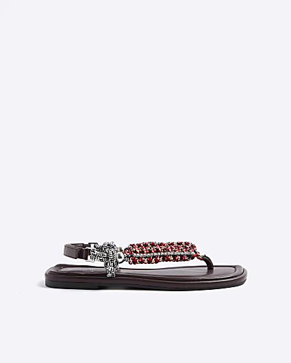 Red Rope Toe Thong Sandals