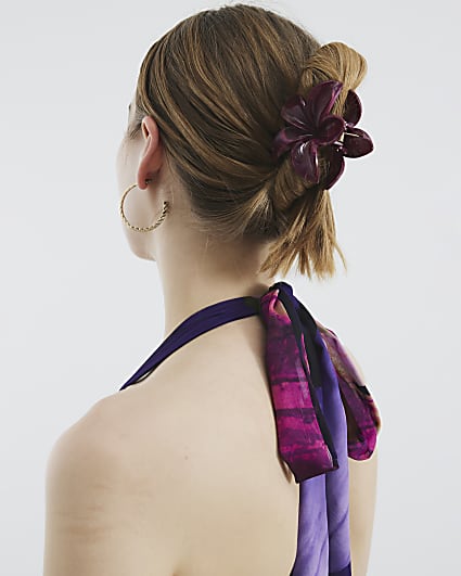 Pink Flower Hair Claw Clip
