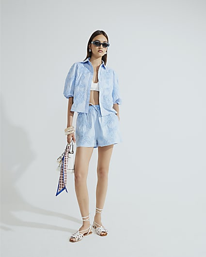 Blue Embroidered Shirt