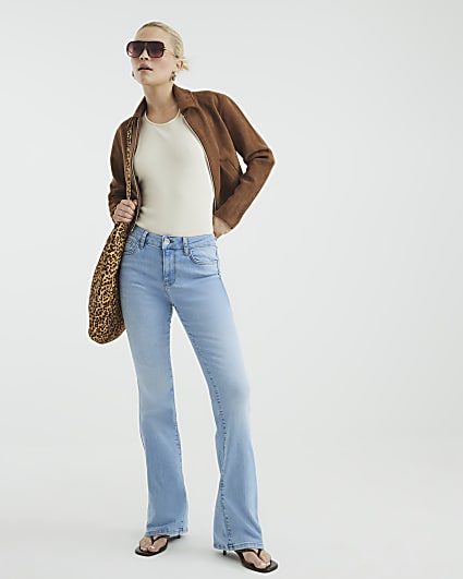 Blue Mid Rise Bootcut Jeans