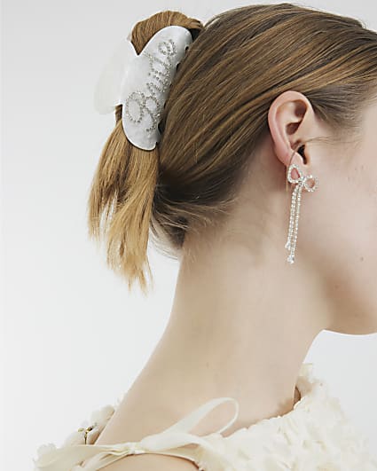 White Crystal Bride Claw Clip