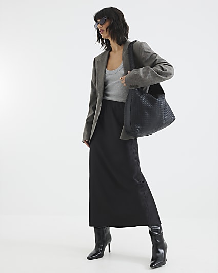 Black Satin Maxi Skirt