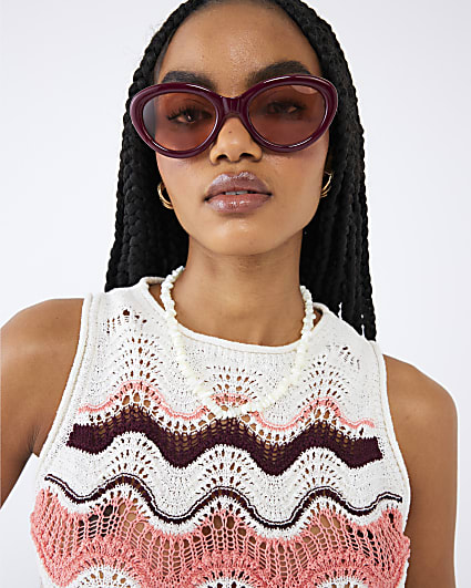 Coral Chevron Knit Vest