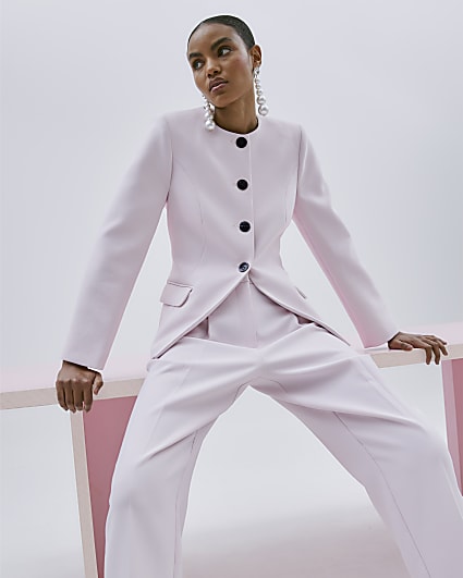 Pink Collarless Jacket